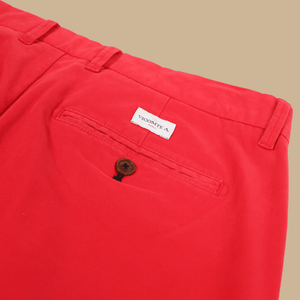 Pantalon chino LORENZO droit en coton uni - Rouge - Vicomte A