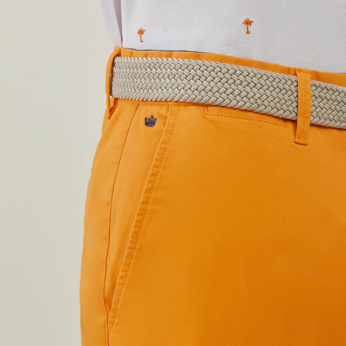 Pantalon Chino Lorenzo en Coton Uni - Orange - Vicomte A