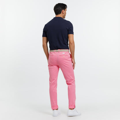 Pantalon Chino Lorenzo en Coton Uni - Rose - Vicomte A