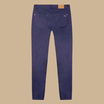 Pantalon LANA slim en coton uni - Bleu nuit - Vicomte A