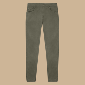 LANA slim pants in plain cotton - Khaki - Vicomte A