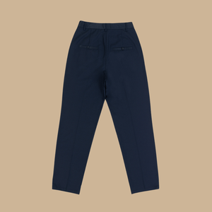 Pantalon LAURA à pinces en laine mélangée - Bleu marine - Vicomte A
