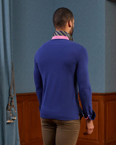 PADDY Long Sleeve Polo Shirt with Tie Details - Midnight Blue - Vicomte A