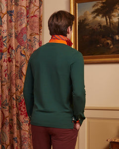 PADDY Long Sleeve Polo Shirt with Tie Details - Green - Vicomte A