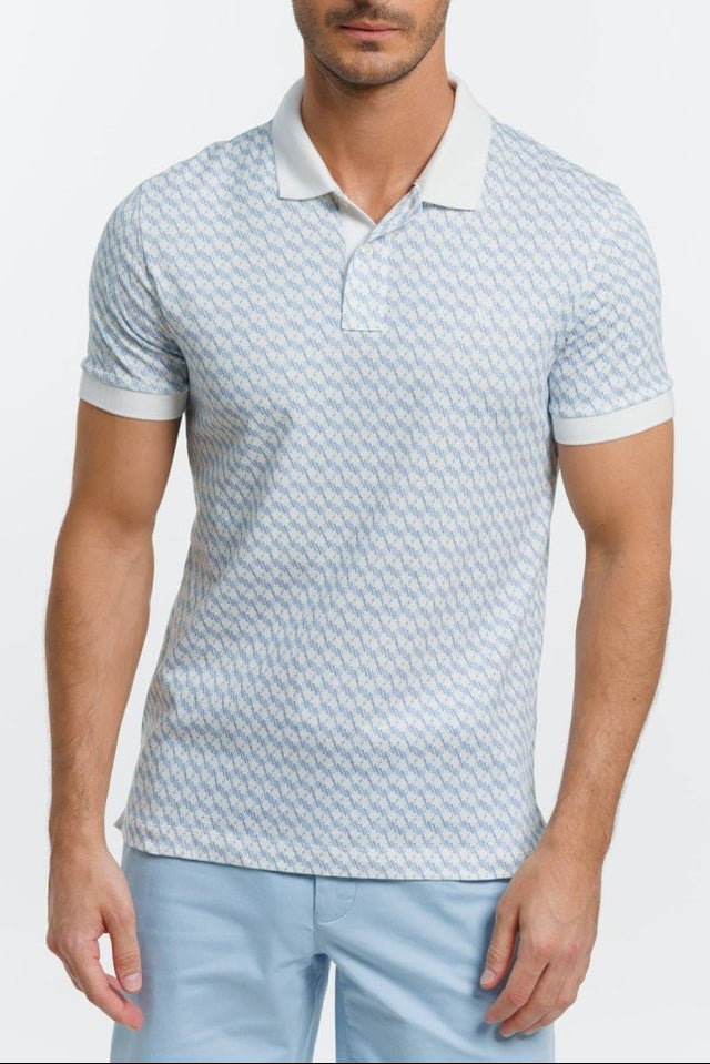 Polo PATRICK à manches courtes en Coton à imprimé Monograme - Blanc - Image principale