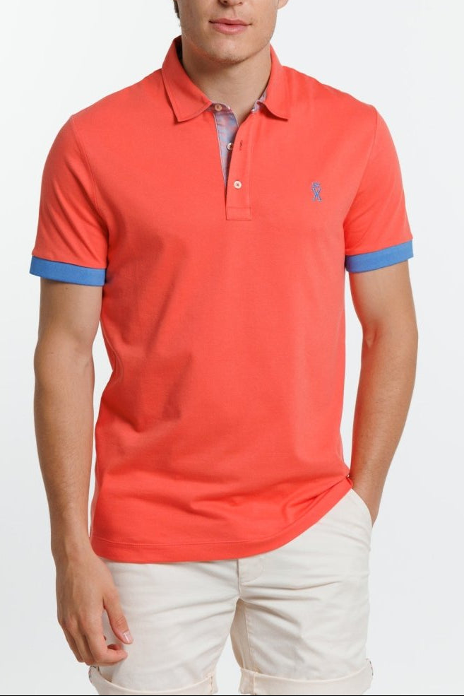 Polo PERCY manches courtes en Coton Uni - Rose - Vicomte A