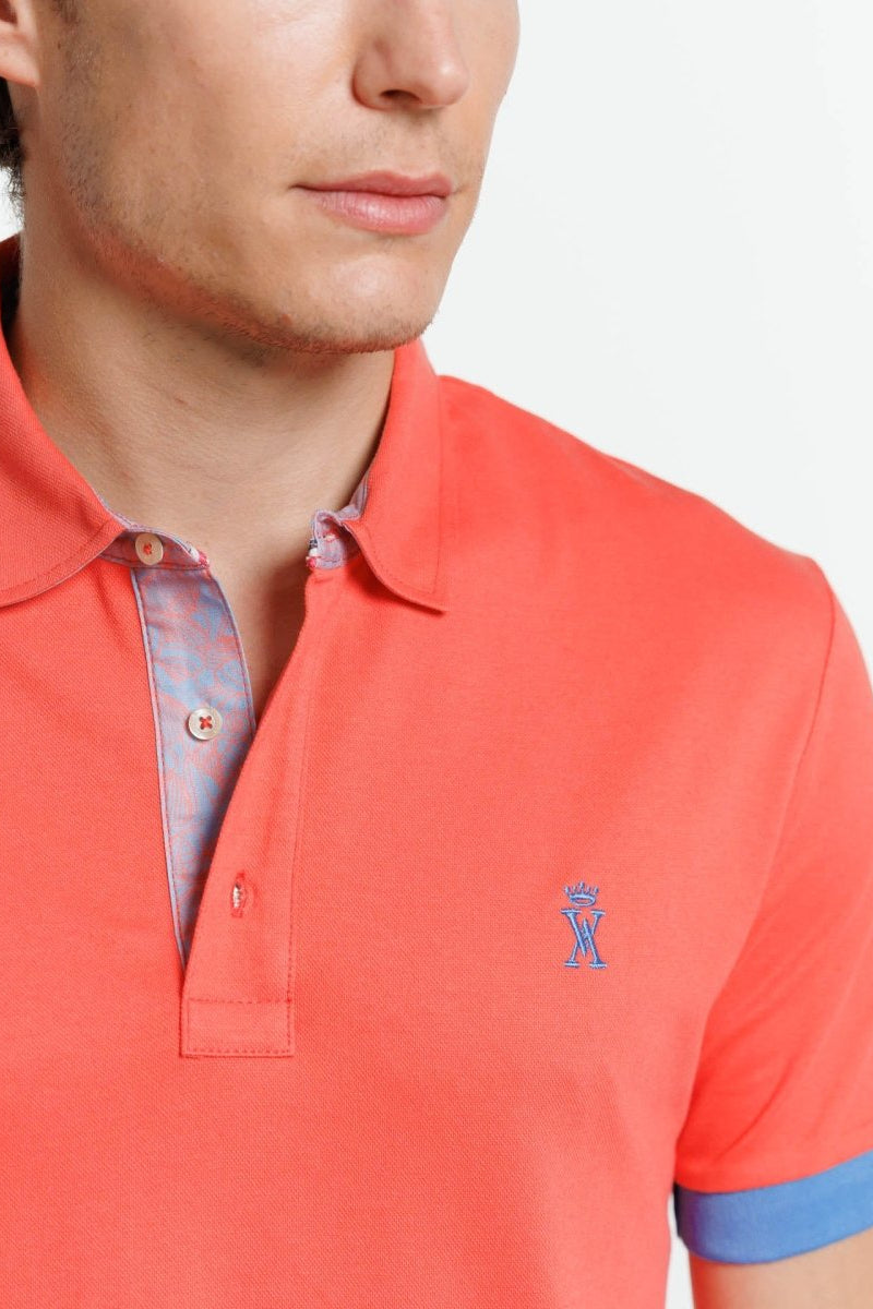 Polo PERCY manches courtes en Coton Uni - Rose - Vicomte A