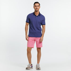 Polo PERRY with short sleeves in 100 % Cotton Pima Bicolore Uni-Blue-Vicomte A