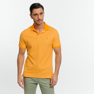 PERRY short-sleeved polo shirt in 100% Pima Cotton Two-tone Plain - Orange - Vicomte A