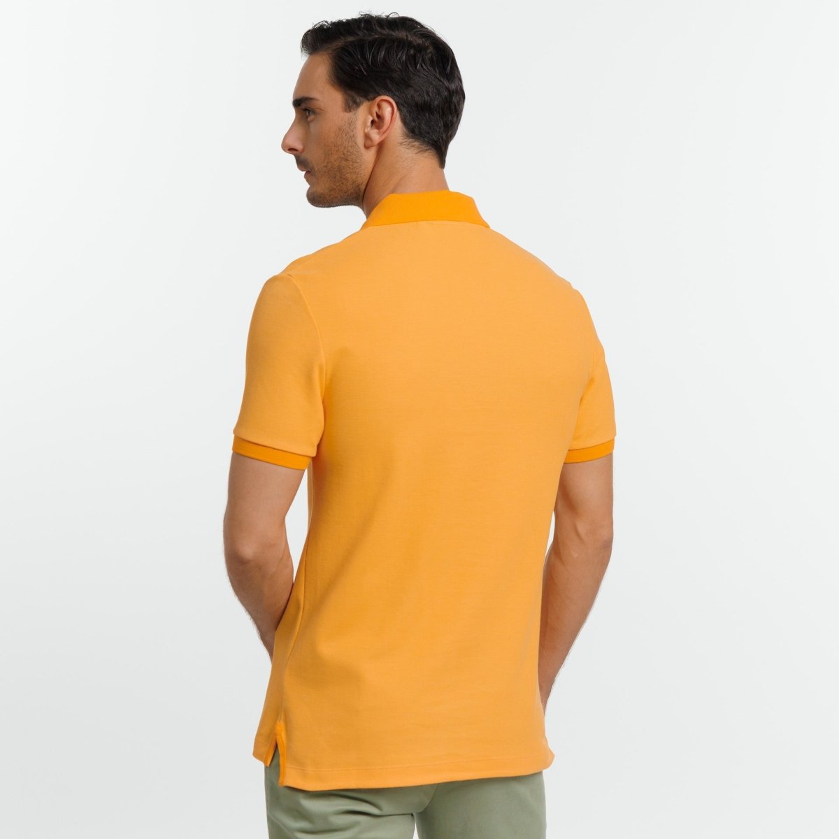 Polo PERRY à manches courtes en 100% Coton Pima Bicolore Uni - Orange - Vicomte A