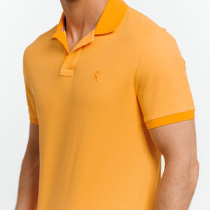 Polo PERRY à manches courtes en 100% Coton Pima Bicolore Uni - Orange - Vicomte A