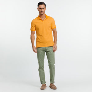 PERRY short-sleeved polo shirt in 100% Pima Cotton Two-tone Plain - Orange - Vicomte A