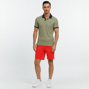 Polo PERRY with short sleeves in 100 % Cotton Pima-Khaki-Vicomte A