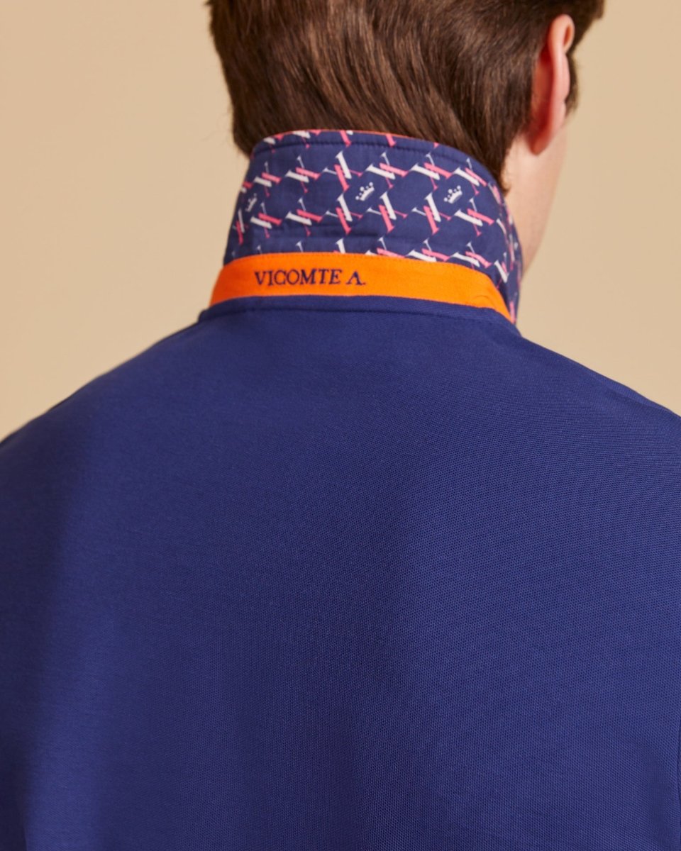 Polo PETERSON manches longues en 100% coton pima - Bleu nuit - Vicomte A