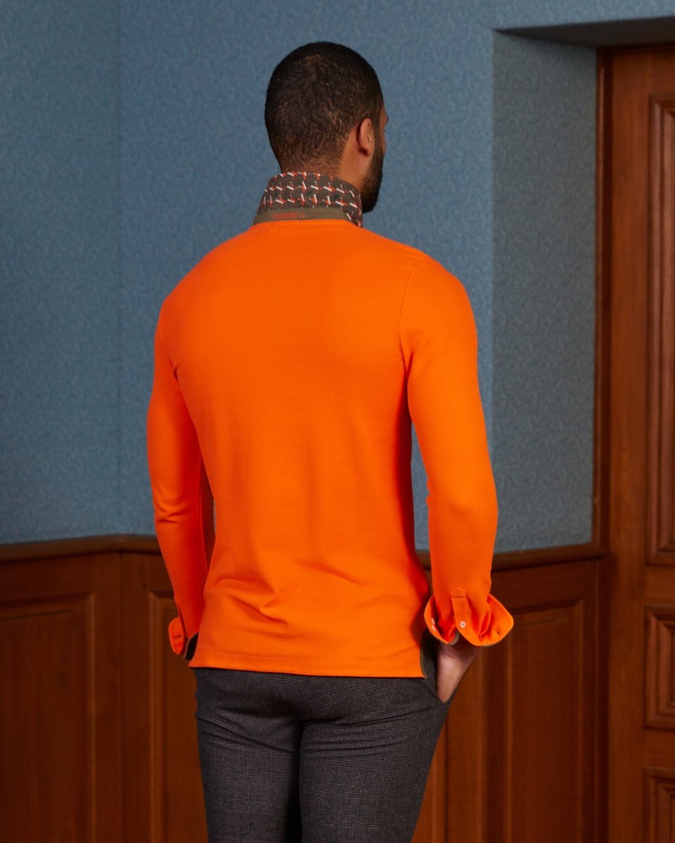 Polo PETERSON manches longues en coton 100% pima - Orange - Vicomte A