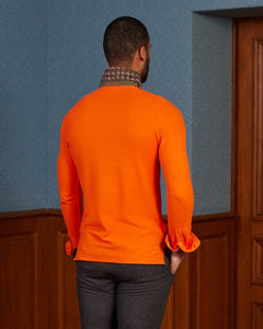 Polo PETERSON manches longues en coton 100% pima - Orange - Vicomte A
