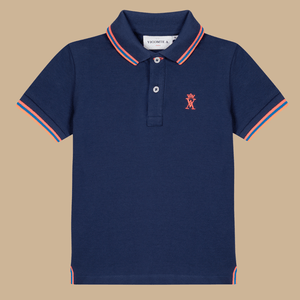 PHUOCITO children's polo shirt 100% cotton fluorescent detail - Midnight blue - Vicomte A