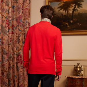 PICKER long-sleeved polo shirt 100% plain cotton - Red - Vicomte A