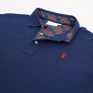 PICKERING polo shirt with elbow patches 100% plain cotton - midnight blue - Vicomte A
