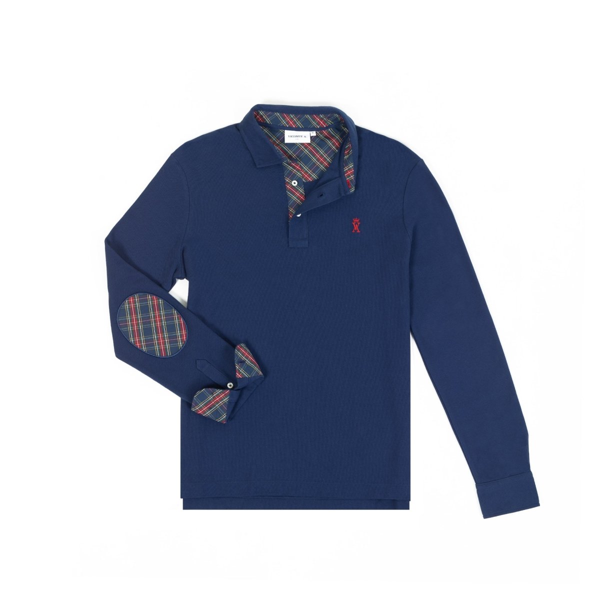 Polo PICKERING à coudières 100% coton uni - bleu nuit - Vicomte A