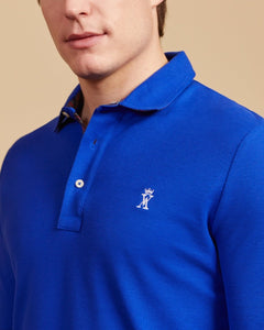 PICKERING polo shirt with elbow patches 100% plain cotton - royal blue - Vicomte A