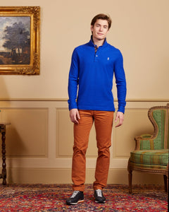 Polo PICKERING à coudières 100% coton uni - bleu roi - Vicomte A