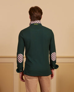 PICKERING polo shirt with elbow patches 100% plain cotton - green - Vicomte A