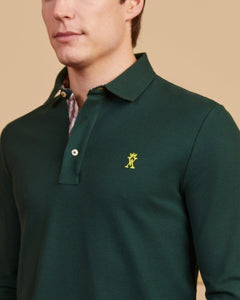 PICKERING polo shirt with elbow patches 100% plain cotton - green - Vicomte A