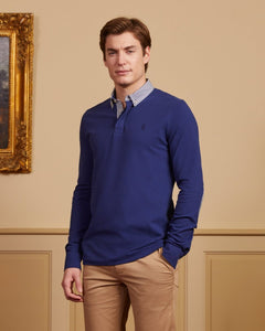 Polo PILOU with details in detail in Coton-Blue night-Vicomte A