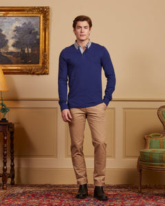 Polo PILOU with details in detail in Coton-Blue night-Vicomte A