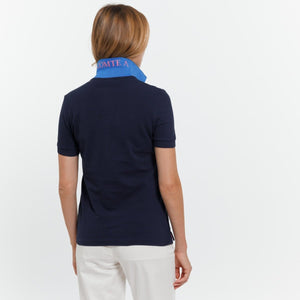 PIMY Short Sleeve Polo Shirt in 100% Cotton - Navy Blue - Vicomte A