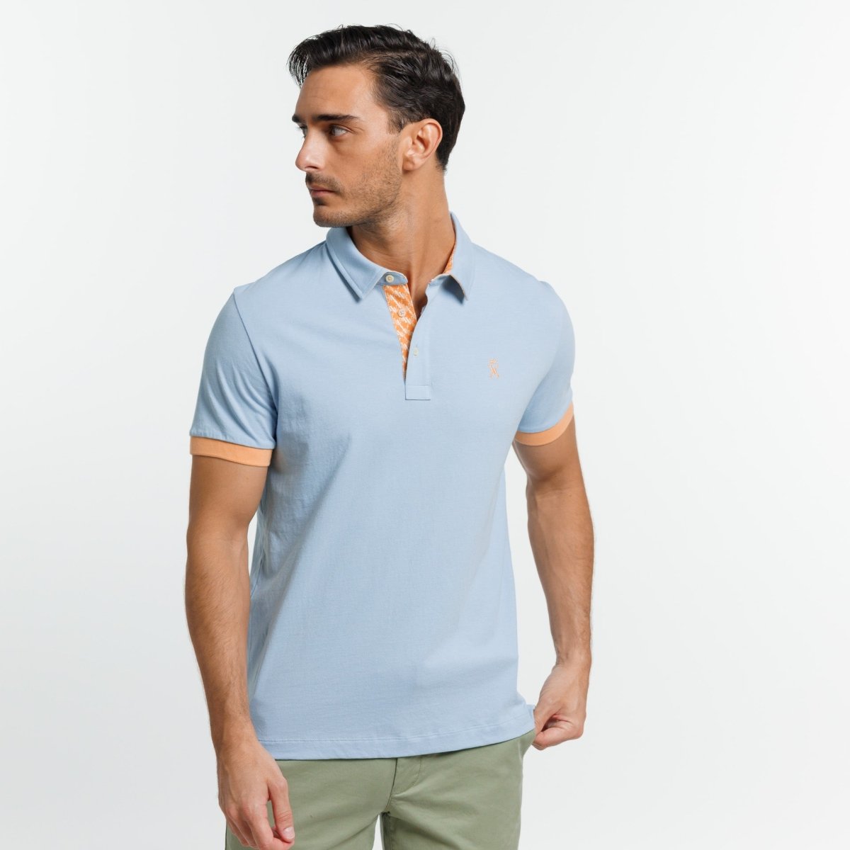 Polo PORTRUSH à manches courtes 100% Coton jersey - Bleu ciel - Vicomte A