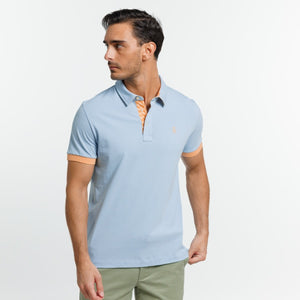 Polo PORTRUSH with short sleeves 100 % Coton jersey-Bleu ciel-Vicomte A