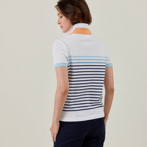 PRIMA Sailor short-sleeved cotton polo shirt - White - Vicomte A