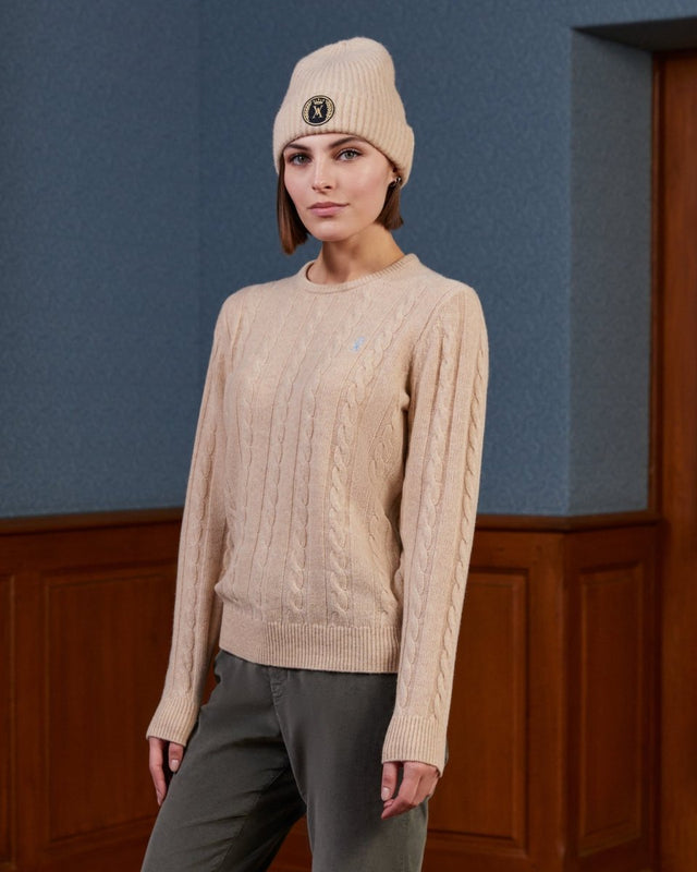 KATRINA twisted sweater in recycled wool - Beige - Image principale