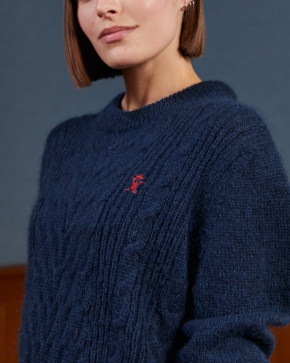 Pull Femme pais en laine mohair Bleu marine Vicomte A. Vicomte A