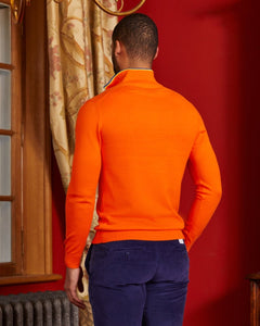 Pull KEAT neck amount zipped cotton cashmere-Orange-Vicomte A