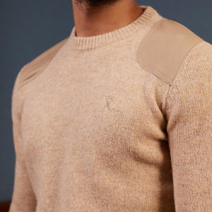 KENSLEY sweater in 100% wool with shoulder detail - Beige - Vicomte A