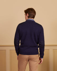 Pull KENSLEY en 100% laine avec détail épaules - Bleu marine - Vicomte A