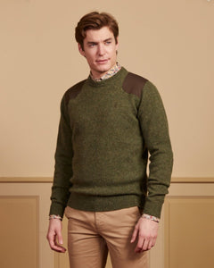 KENSLEY sweater in 100% wool with shoulder detail - Khaki - Vicomte A