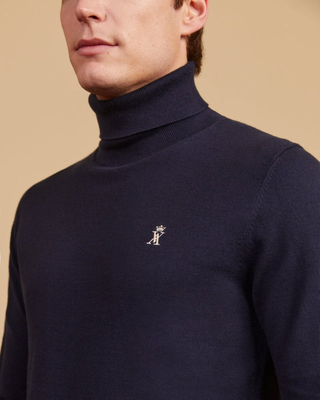 KILBIO turtleneck sweater in cotton cashmere - Navy blue - Image alternative