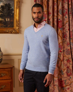 KONI V-neck sweater in recycled wool - Sky blue - Vicomte A