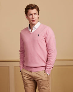 KONI V-neck sweater in recycled wool - Pink - Vicomte A