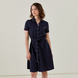 Robe RAFA polo patineuse en Coton piqué Uni - Bleu marine - Vicomte A