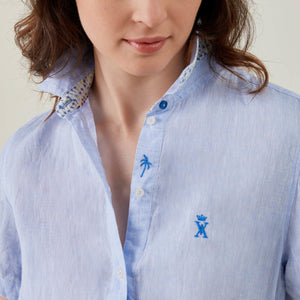 Robe RAKELLE en 100% Lin Uni - Bleu ciel - Vicomte A