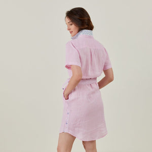 Rakelle 100% Linen Dress - Pink - Viscount A