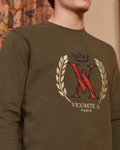 Sweat-shirt SIDNEY 100 % cotton with detail VA uni-Khaki-Vicomte A