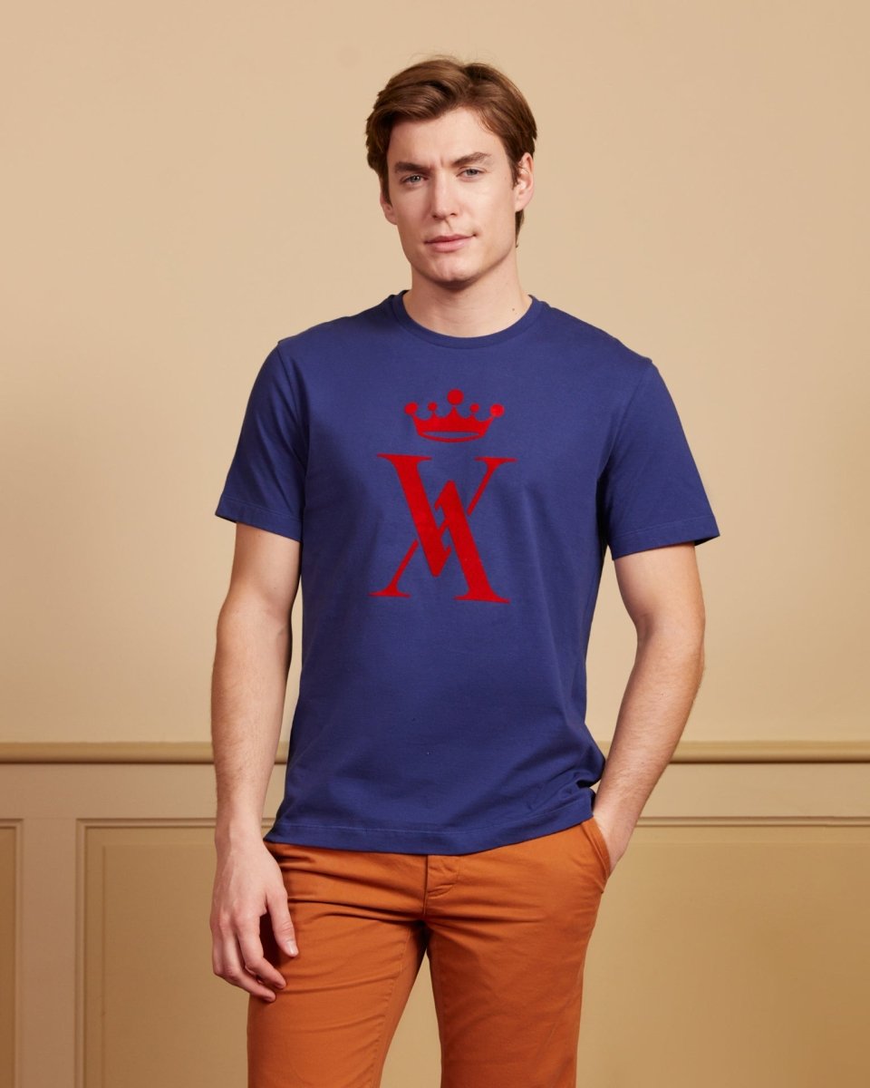 T-shirt TILLIAN col rond à logo 100% coton pima - Bleu nuit - Vicomte A