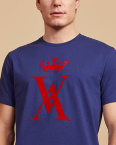 TILLIAN round neck t-shirt with logo 100% pima cotton - Midnight blue - Vicomte A