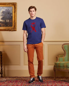 T-shirt TILLIAN col rond à logo 100% coton pima - Bleu nuit - Vicomte A